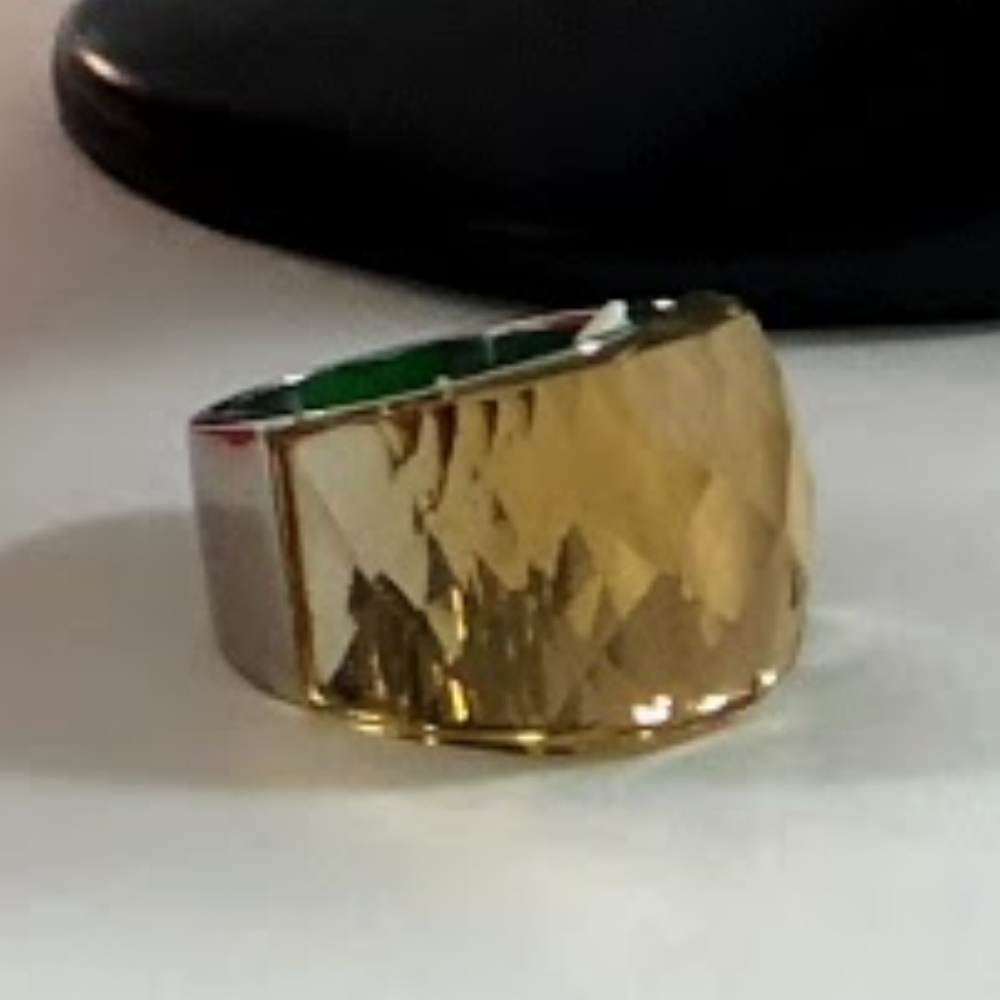 Ring Oversize Women Silver Amber Stone Size 7